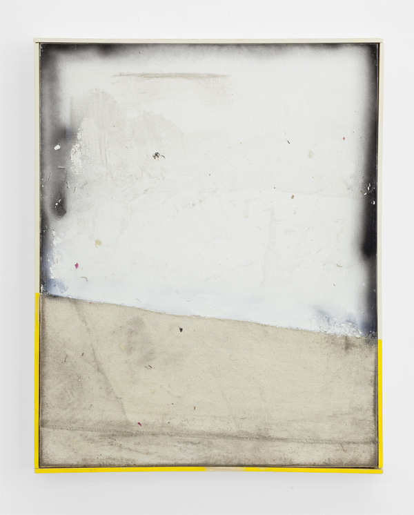 20-David-Ostrowski, F (A thing is a thing in a whole which its not), 2012, lacquer and cotton on canvas, wood, 20.5 x 16.5 in (52 x 42 cm)